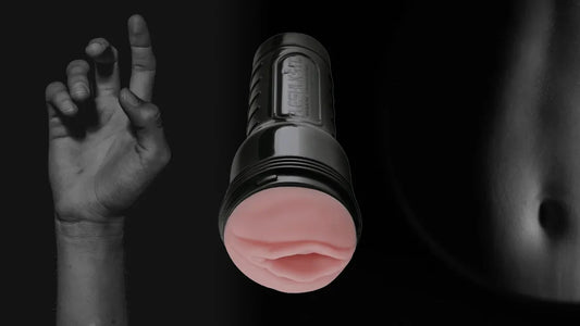male hand fleshlight and woman belly